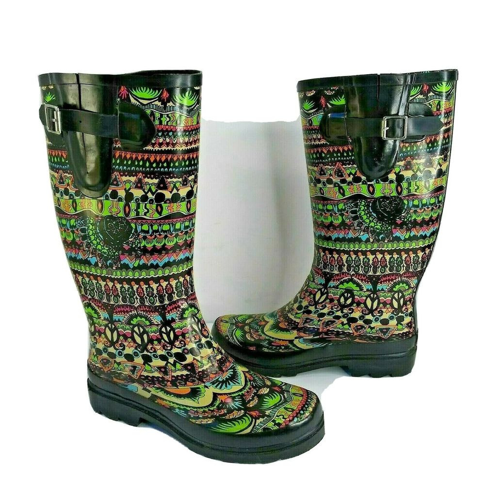 The Sak Sakroots Rhythm Peace Rubber Rain Boots